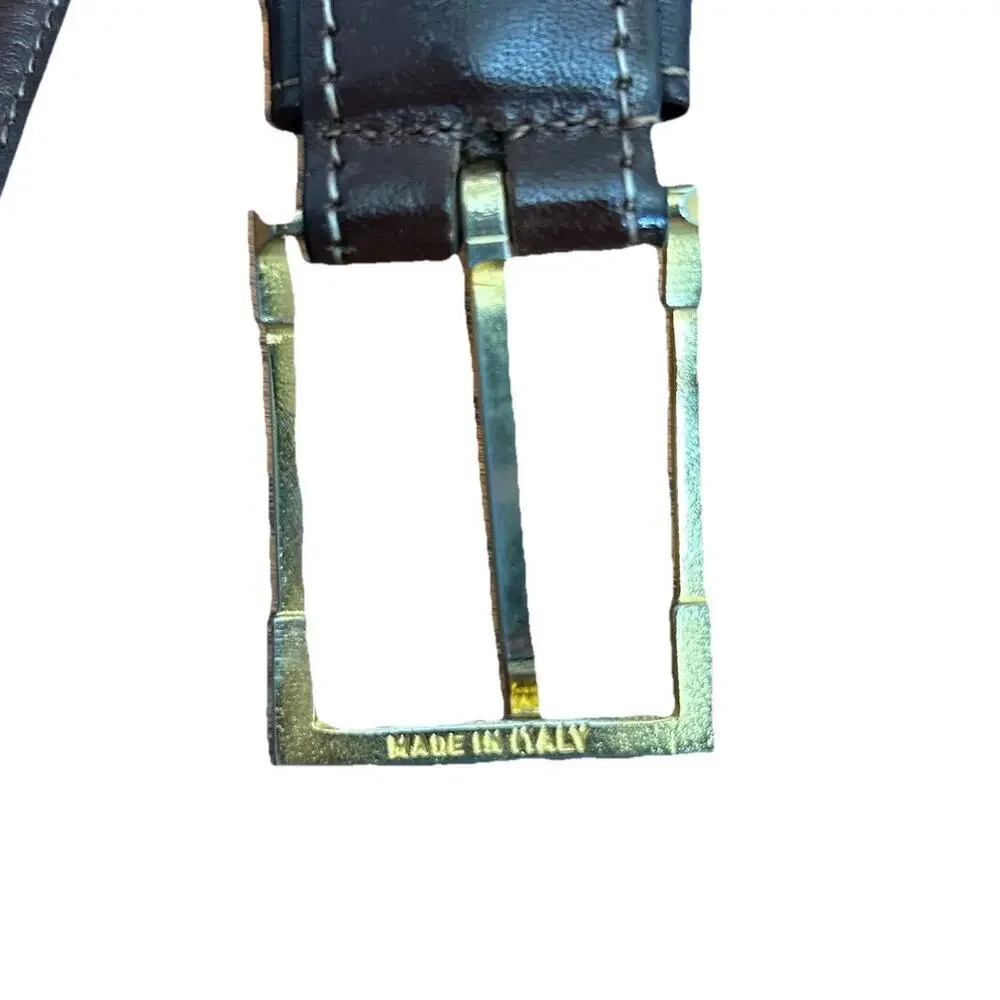 Torino Brown Full Grain Glove Leather Brass Buckle Italian Belt Men's Size 36